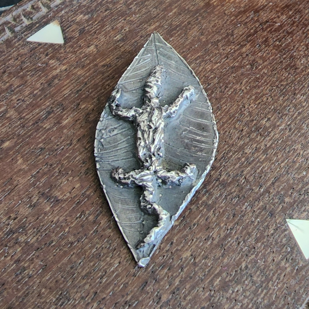 Handmade Reptile Critter Resting On A Leaf Pendant